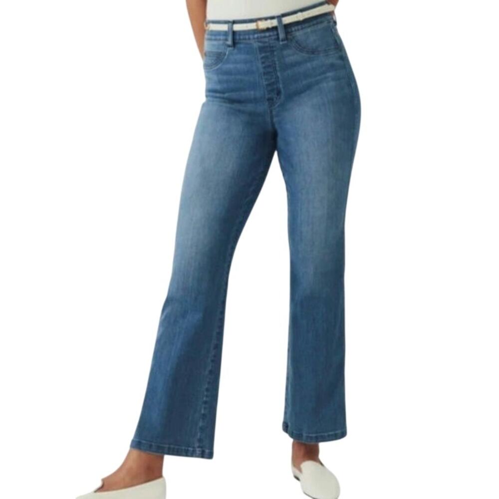 Spanx Denim High Rise Cropped Kick Flare Pant in Vintage Indigo